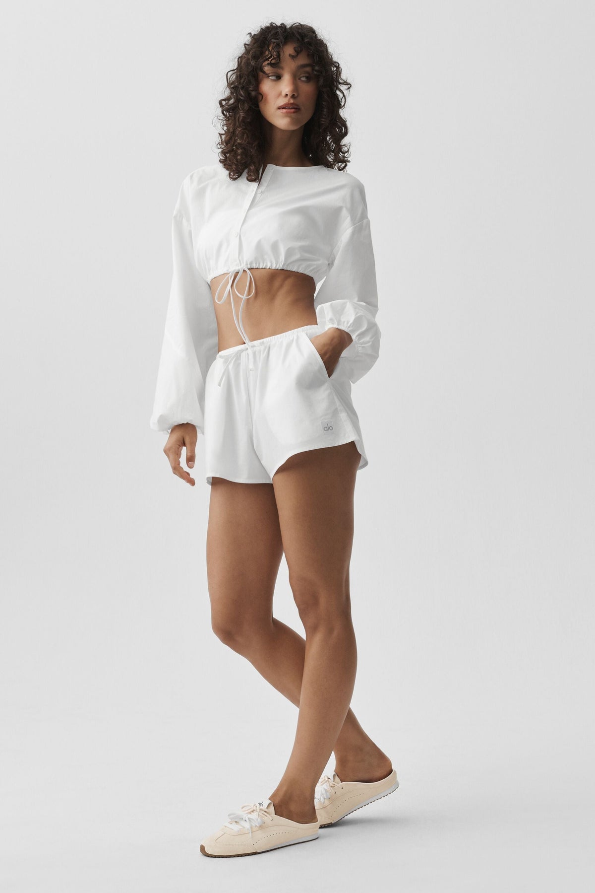 Short taille haute Real Deal en coton - Blanc