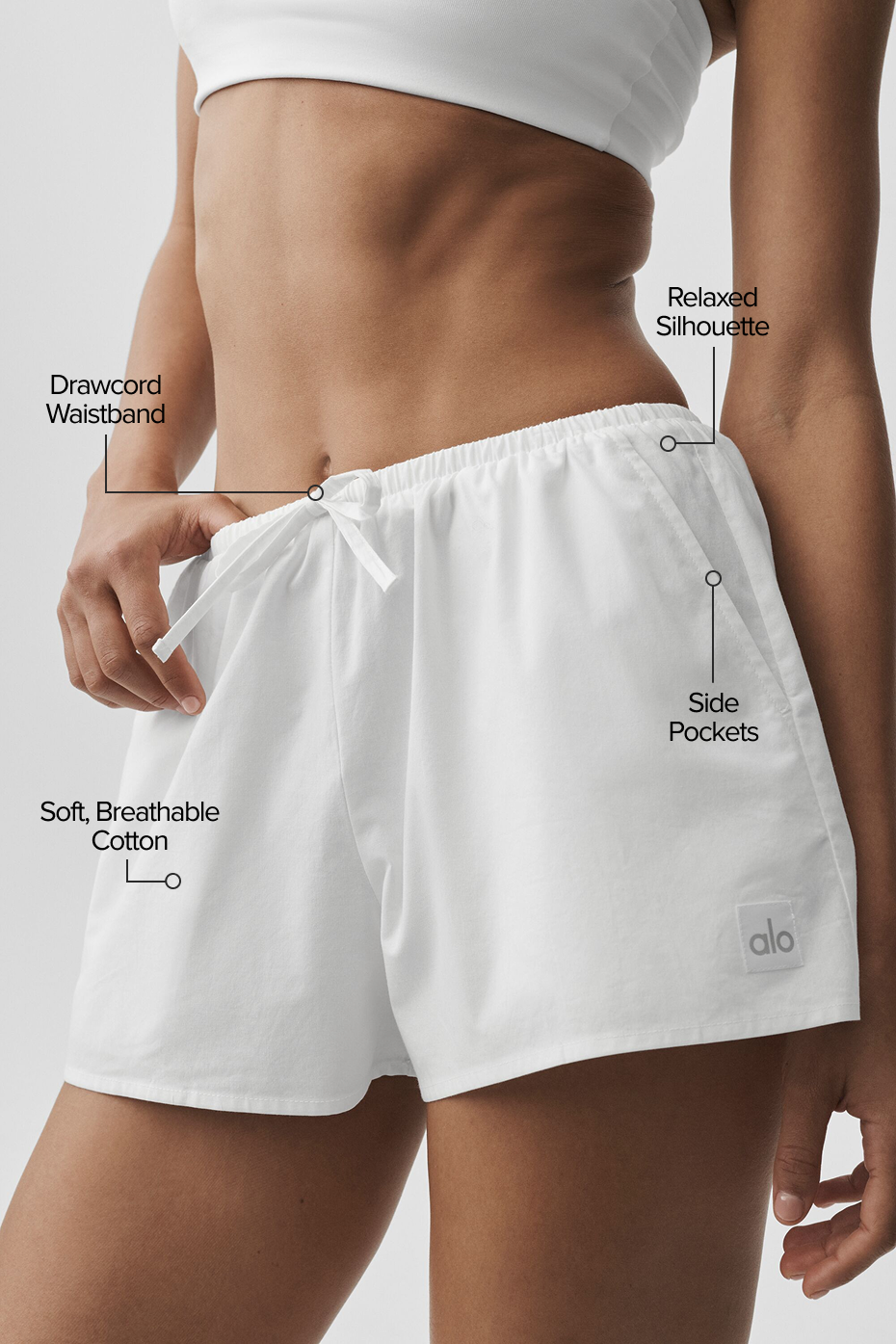 Short taille haute Real Deal en coton - Blanc