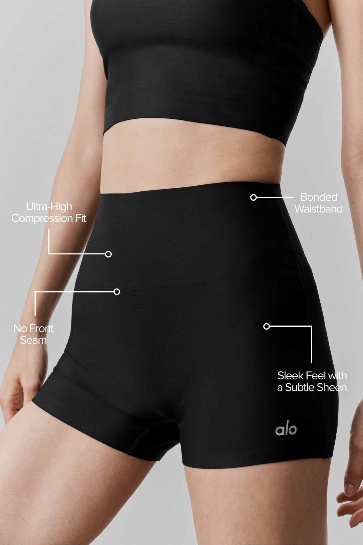 Short taille haute Airlift Sleek de 3 pouces - Noir