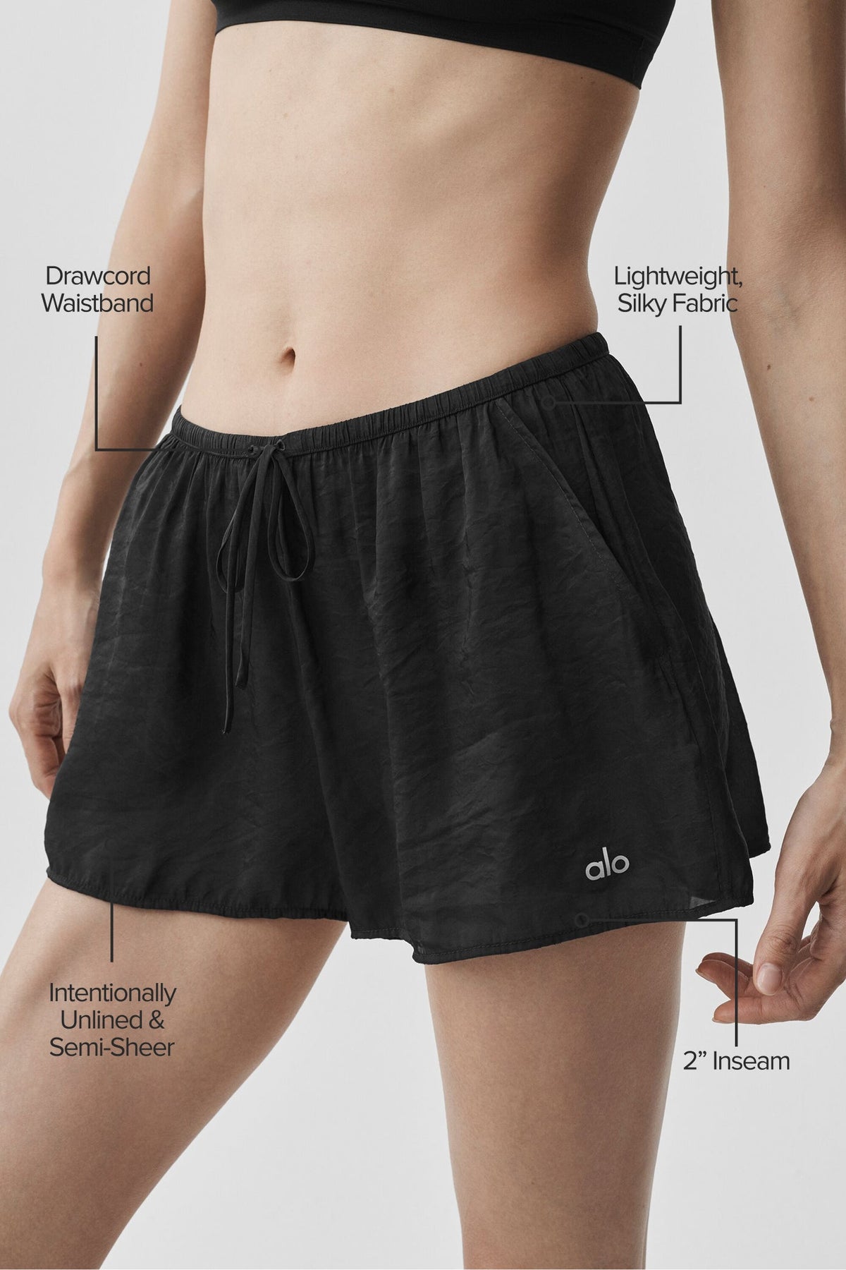 Short taille mi-haute semi-transparent Golden Hour - Noir
