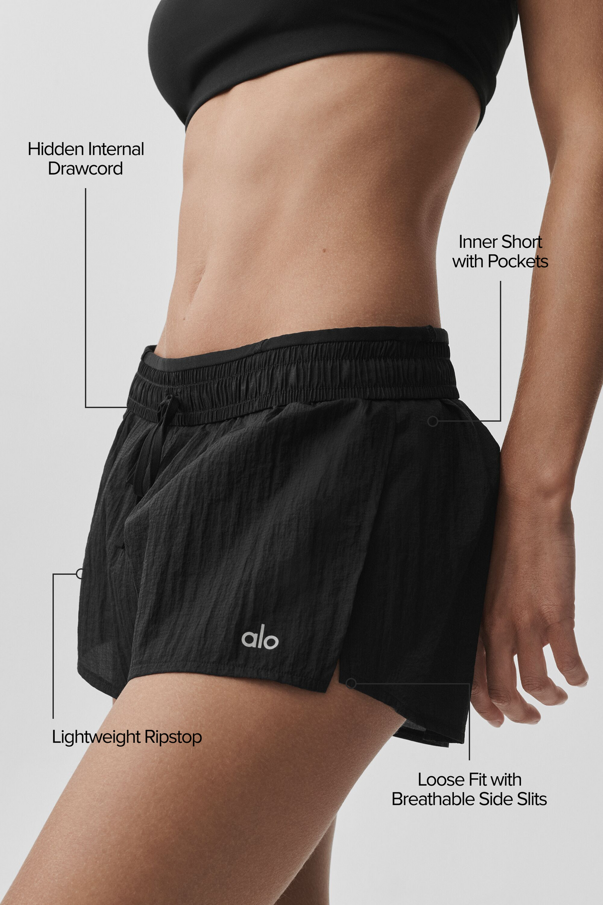 Short taille mi-haute Go Time - Noir