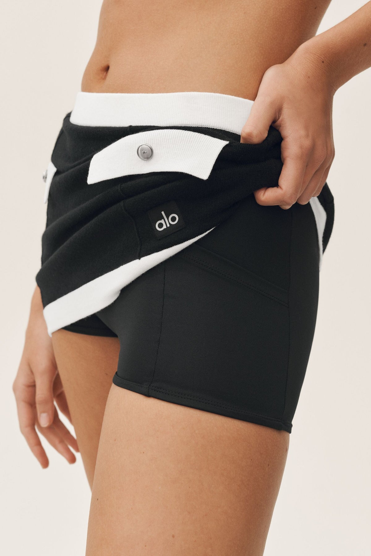 Jupe taille haute Capri Dream en coton et cachemire - Noir/Blanc