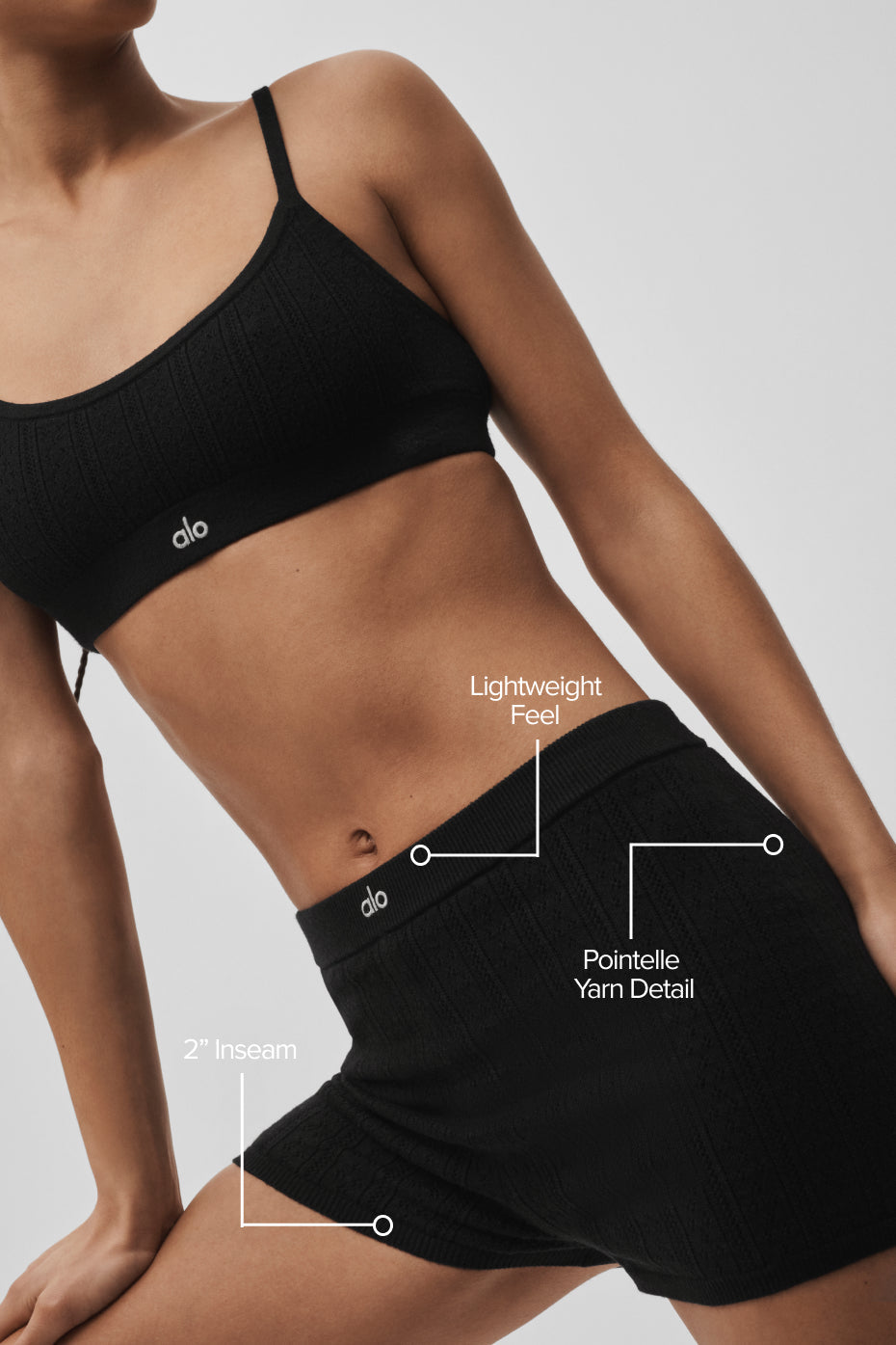 Mini-short Be Mine en maille pointelle - Noir
