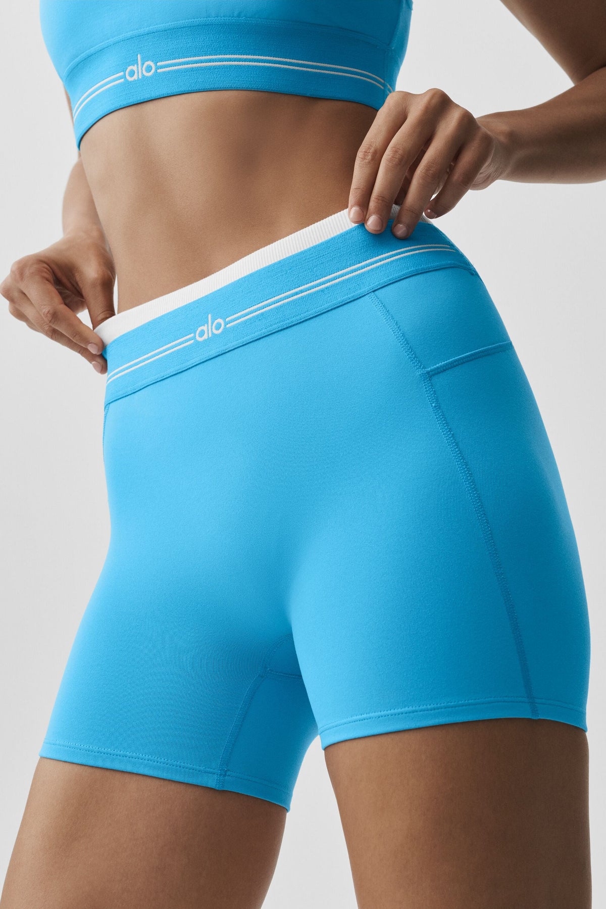Short taille haute Airbrush Better Together - Bleu azur/Blanc