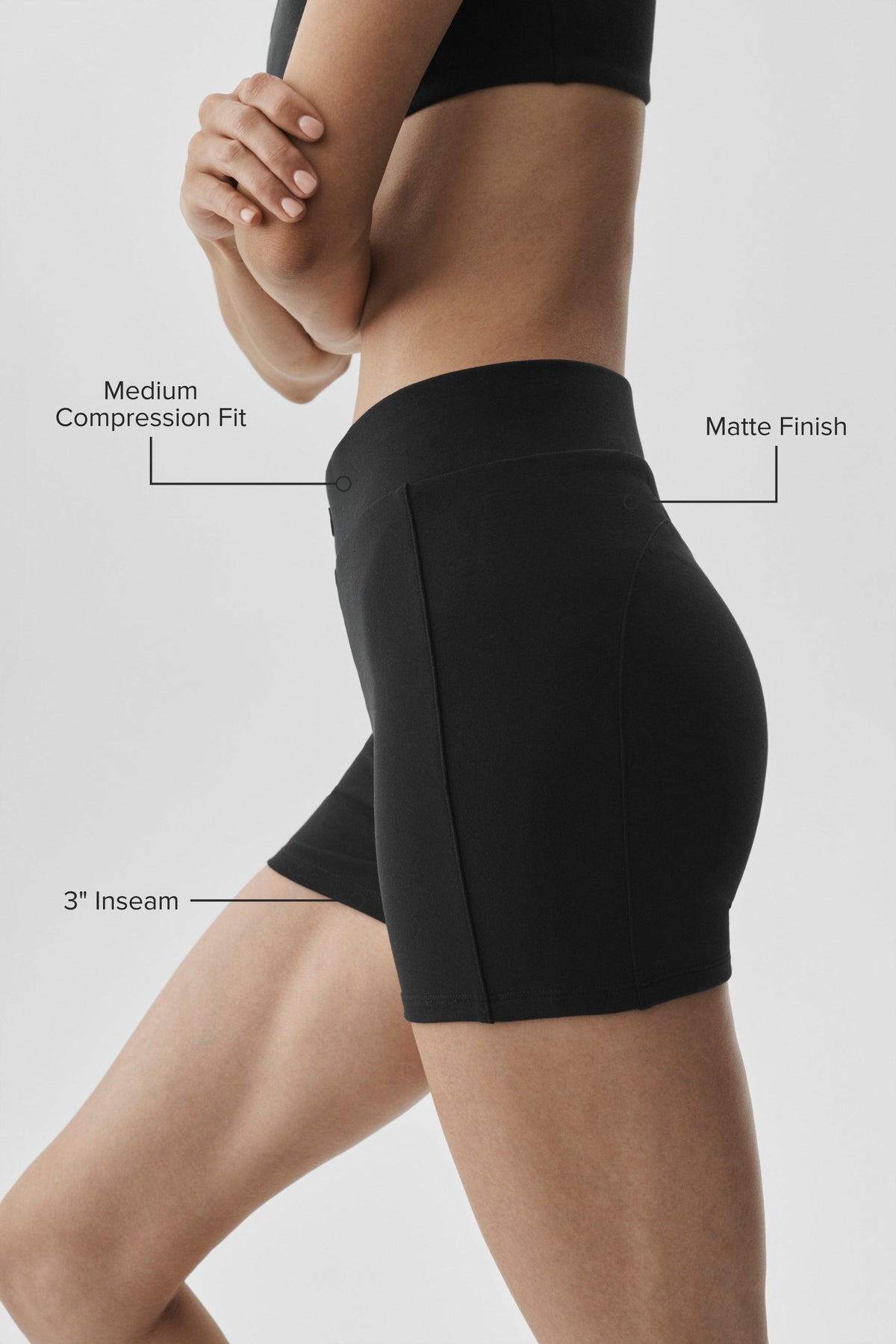 Short taille haute Airbrush Aura de 3 pouces - Noir