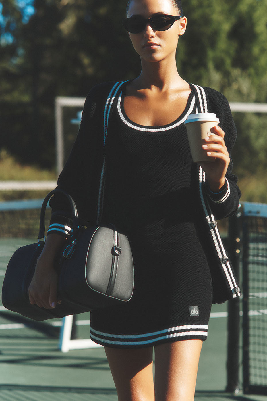 Robe en maille Tennis Club - Noir/Ivoire