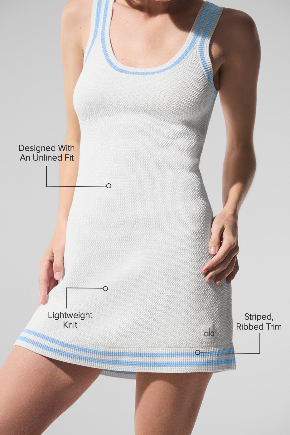 Robe en maille Tennis Club - Blanc/Bleu coquillage