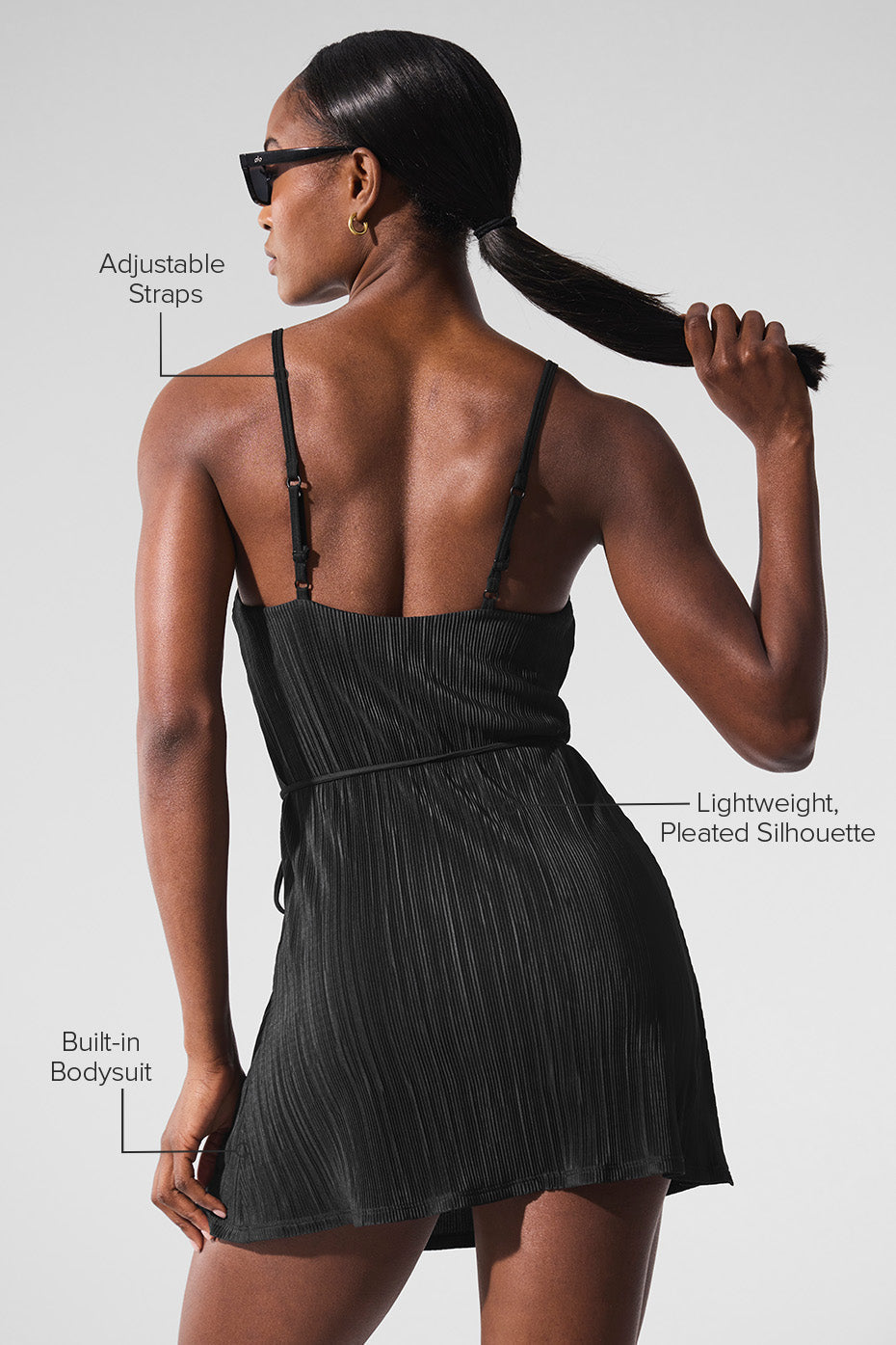Robe de tennis microplissée Game On - Noir