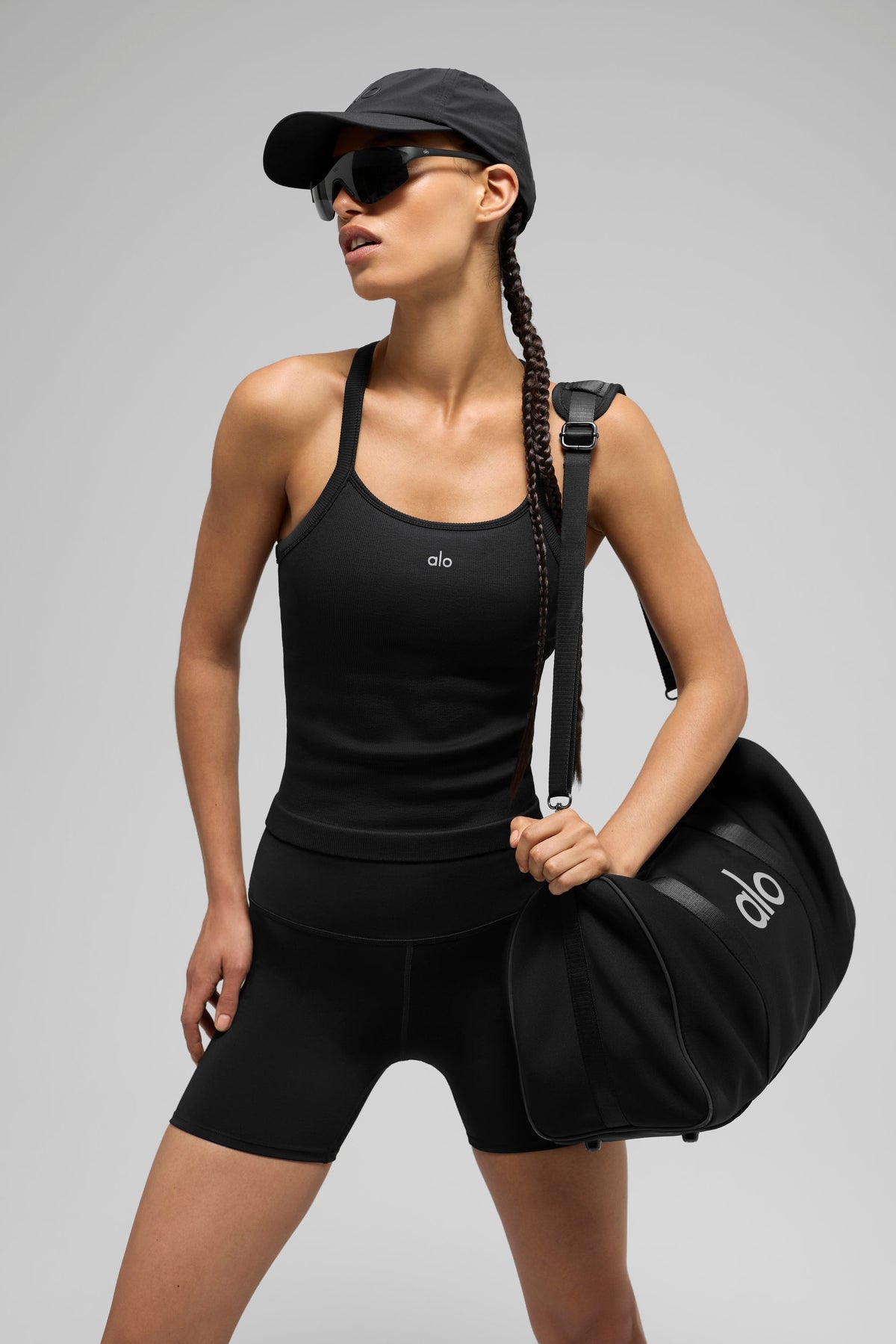 Débardeur long avec brassière intégrée Favorite côtelé sans coutures - Noir