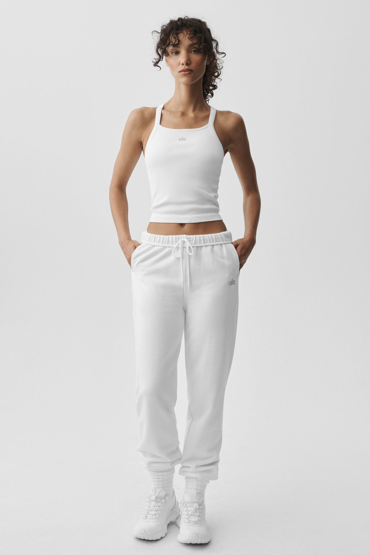 Débardeur long avec brassière intégrée Favorite côtelé sans coutures - Blanc