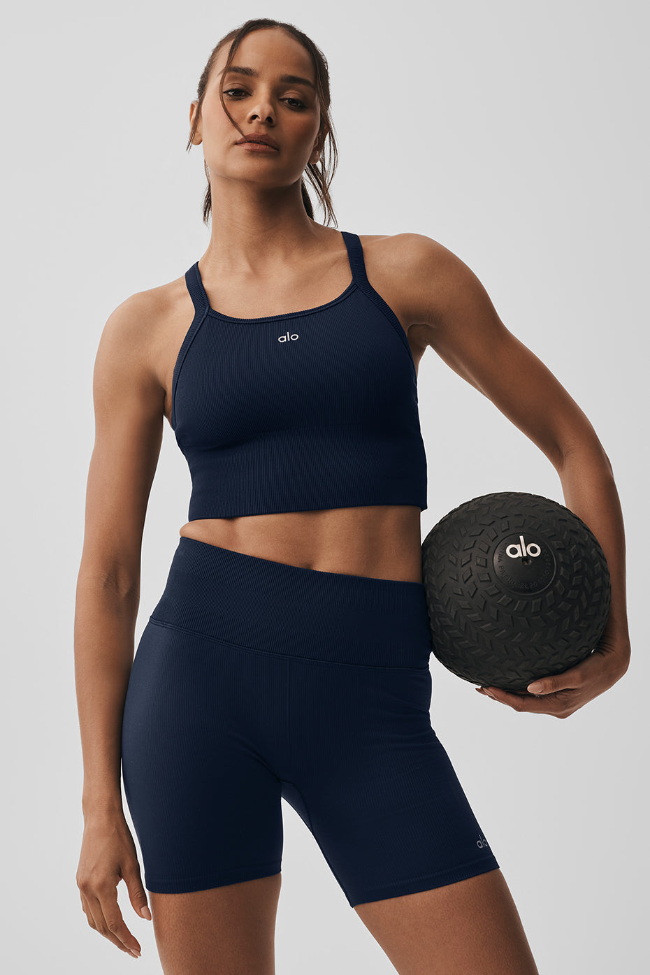 Débardeur avec brassière intégrée Favorite côtelé sans coutures - Bleu marine