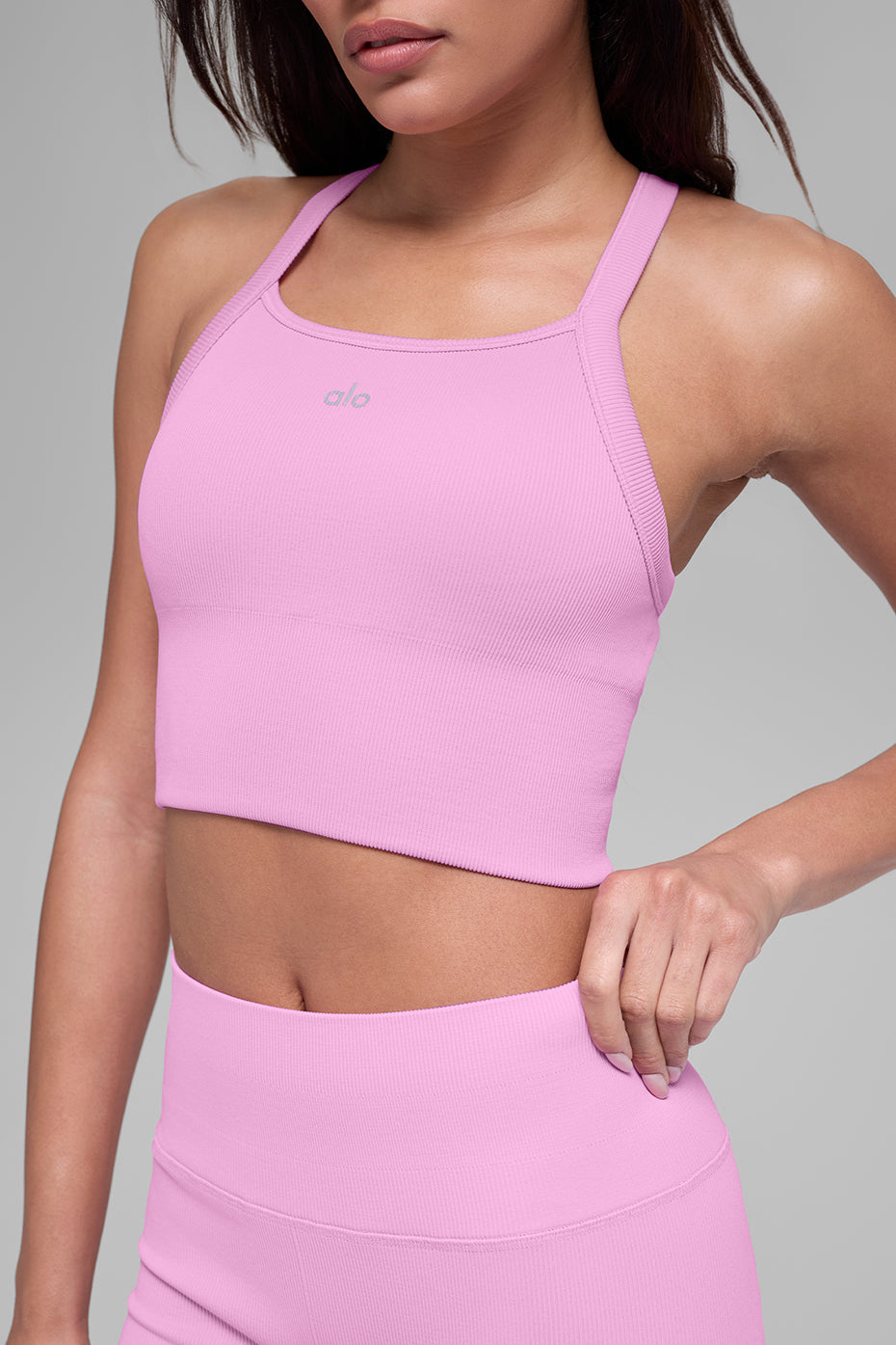 Débardeur avec brassière intégrée Favorite côtelé sans coutures - Rose cœur de bonbon