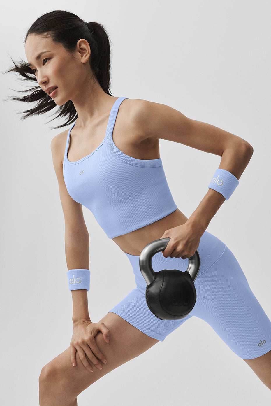 Débardeur avec brassière intégrée Favorite côtelé sans coutures - Bleu Provence clair