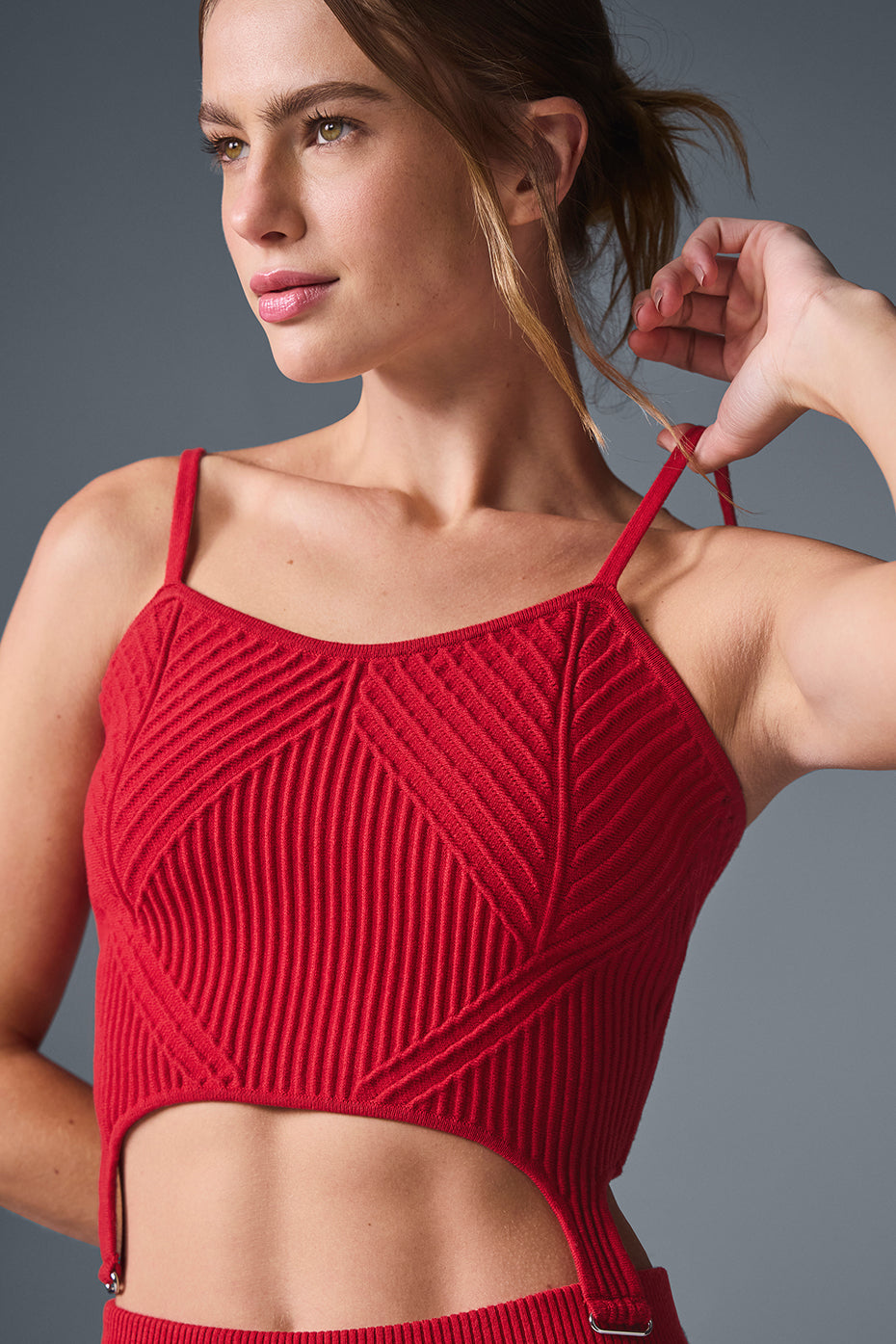 Débardeur Garter en maille denim - Rouge intense/Rouge intense foncé