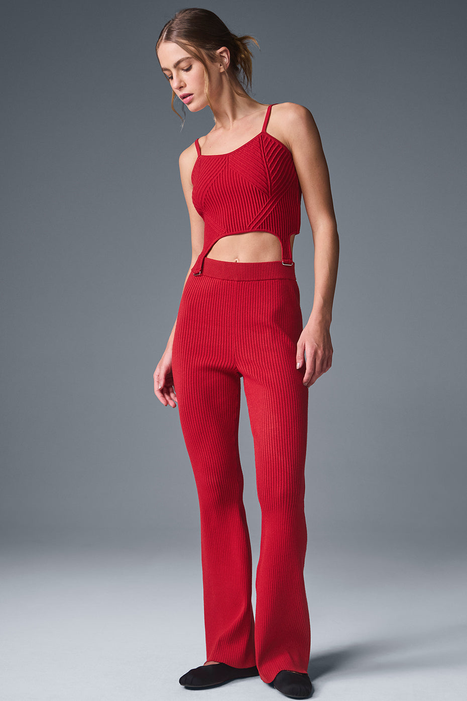 Débardeur Garter en maille denim - Rouge intense/Rouge intense foncé