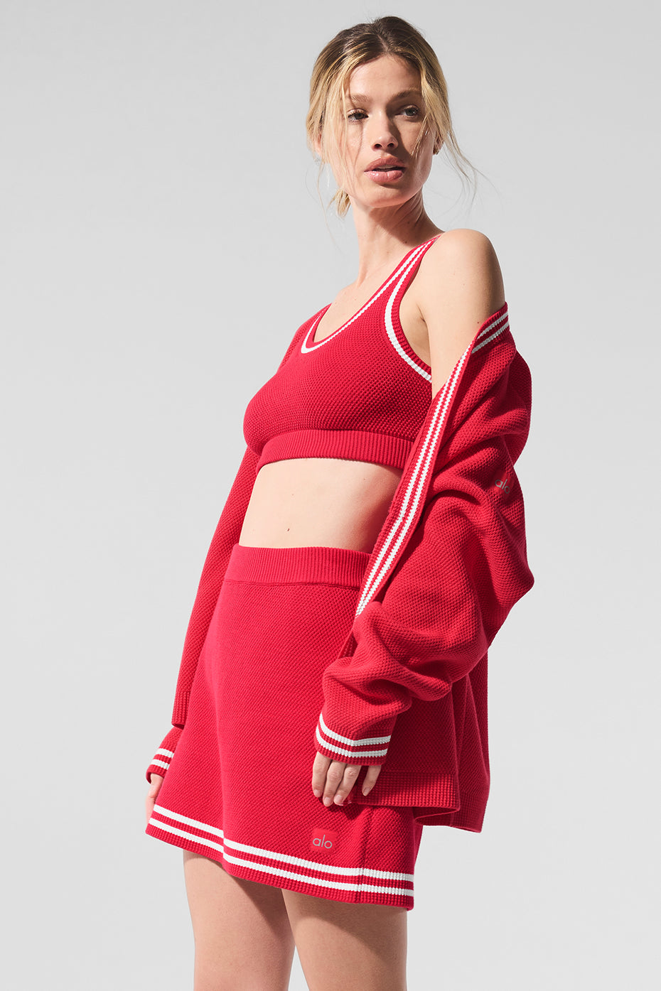 Brassière Tennis Club en maille - Rouge bonbon/Blanc