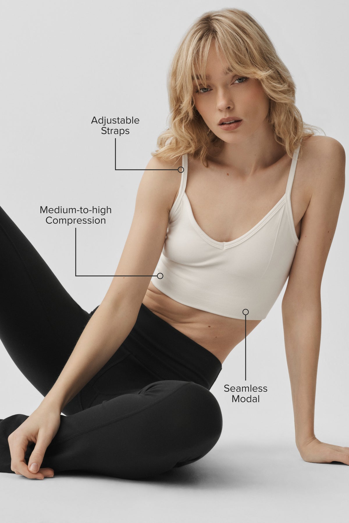 Brassière sans coutures Delight en modal côtelé - Ivoire