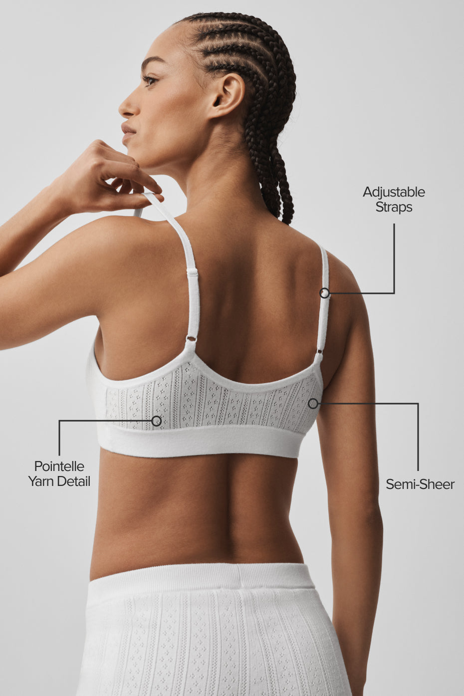 Brassière Be Mine en maille pointelle - Blanc semi-transparent
