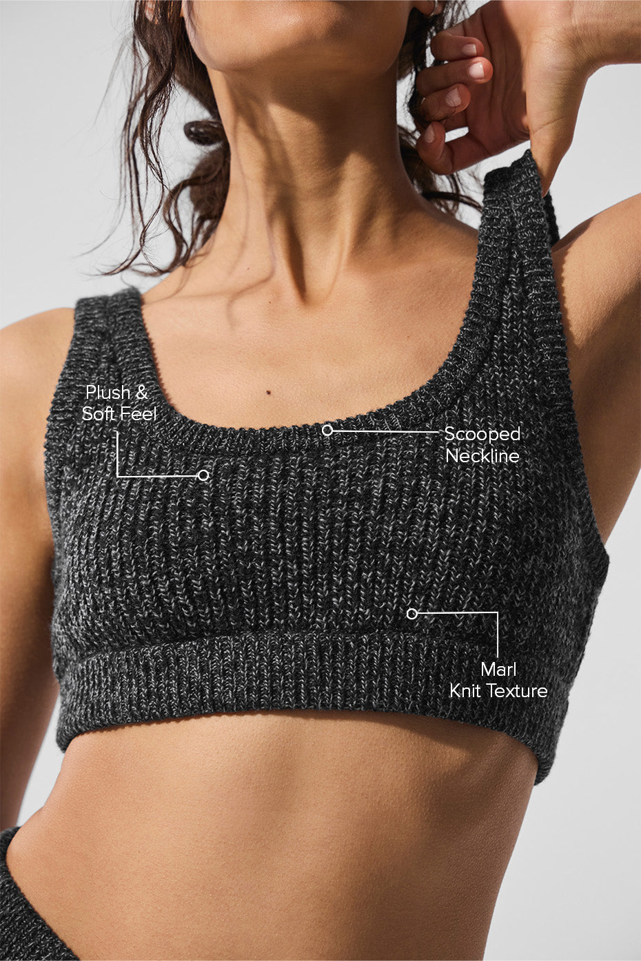 Brassière en maille chinée - Noir chiné