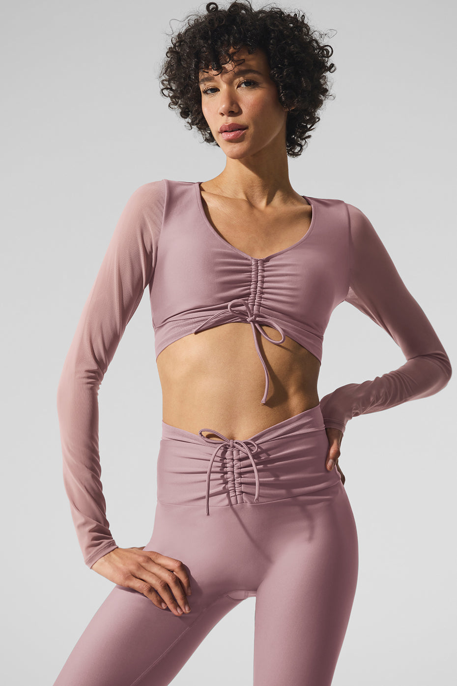 Brassière à manches longues Airlift Divine en résille - Quartz fumé