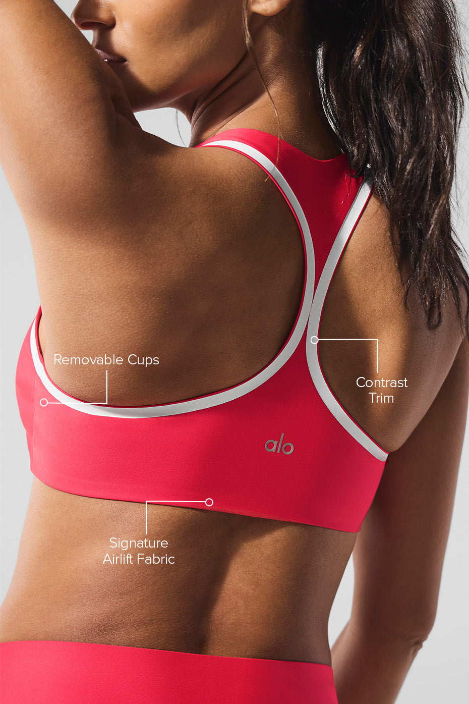 Brassière Airlift Super Sleek à contrastes - Rouge bonbon/Blanc