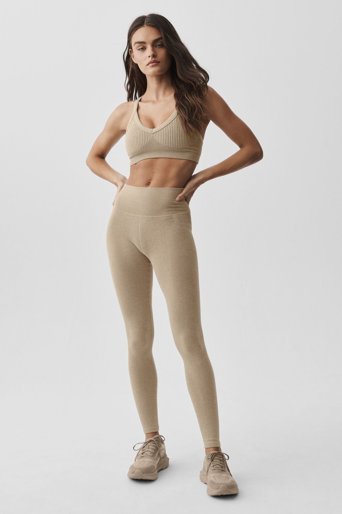 Brassière bicolore côtelée sans coutures - Gravier chiné