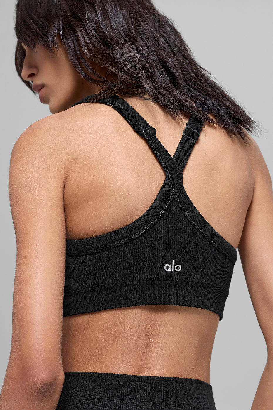 Brassière bicolore côtelée sans coutures - Noir