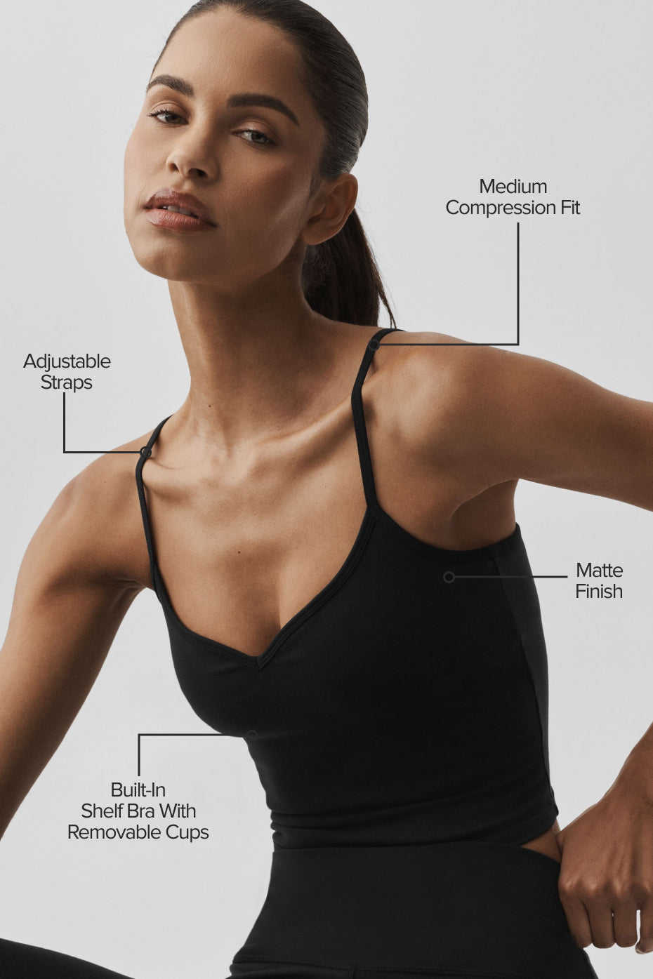 Débardeur avec brassière intégrée Airbrush Refined - Noir