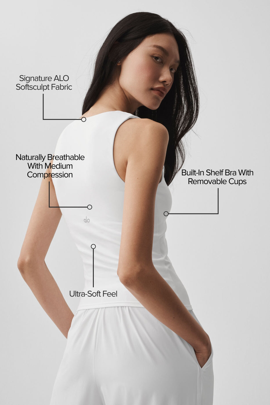 Débardeur avec brassière intégrée ALO Softsculpt No Nonsense - Blanc