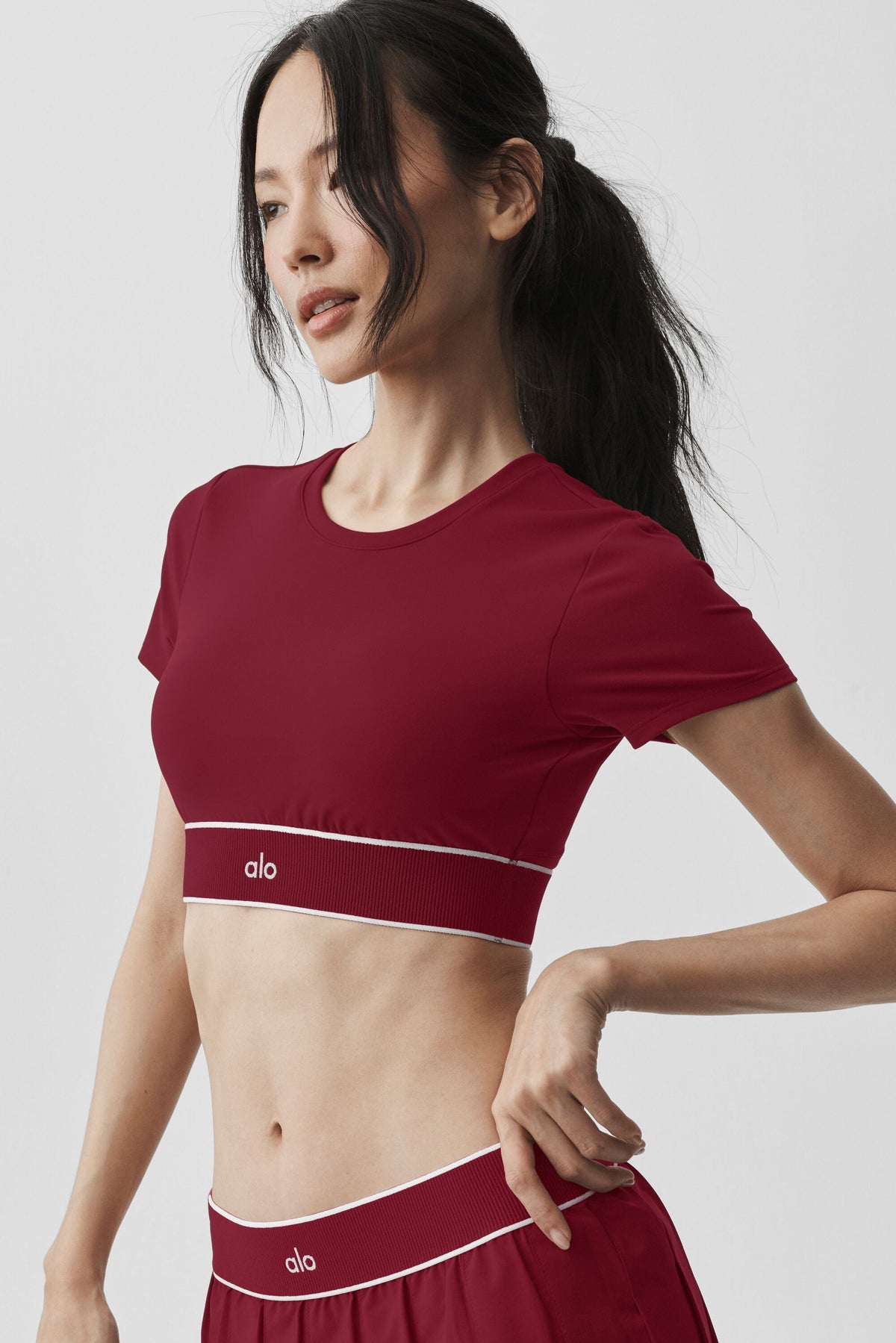 Brassière à manches courtes ALO Softsculpt Amp It Up - Rouge romance d’été