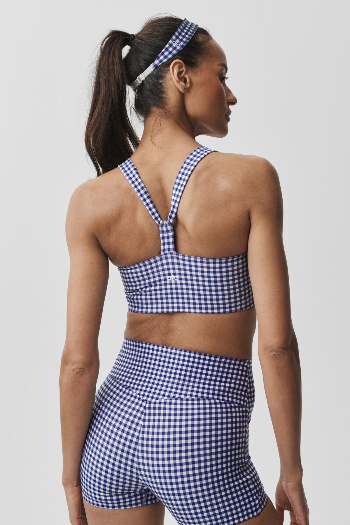 Débardeur avec brassière intégrée Airlift Sleek à carreaux vichy - Vichy bleu marine